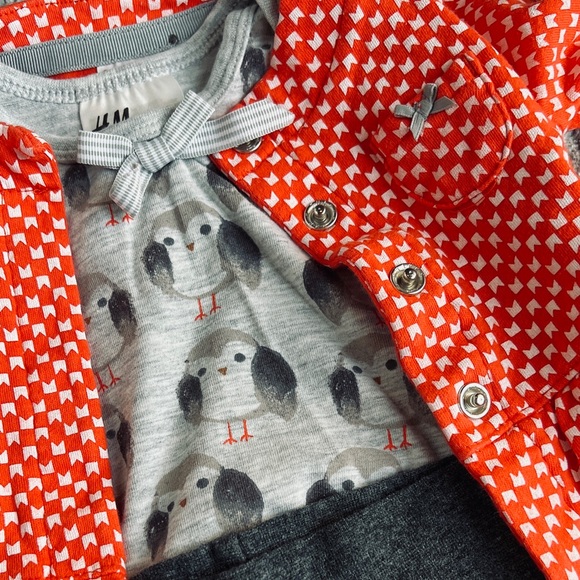 Bespoke 0-3 Fall Collection: Fair isle/romper/peplum jacket/owls/🦉 🦊🧡 - Picture 6 of 16